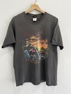 Vintage Harley Davidson Tee Shirt where legends roam bike